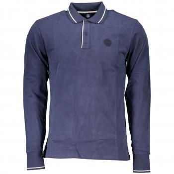 North Sails Men's Long Sleeve Polo Shirt - XXL, Blue Cotton with Logo