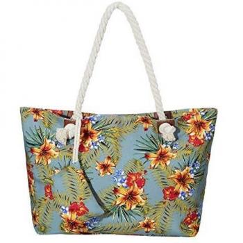 DonDon Bolso de playa grande impermeable con cremallera bolso de hombro Tropical Vintage