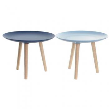 Mesa auxiliar DKD Home Decor 44 x 44 x 35 cm Azul Marrón Pino Madera MDF (2 Unidades)