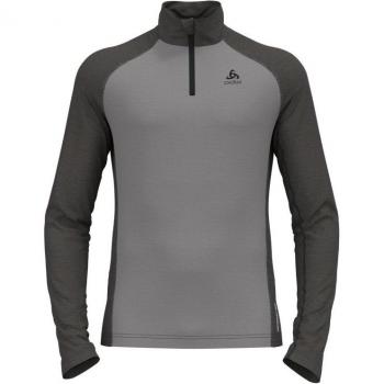 Camiseta Interior Odlo Natural de Manga Larga con Media Cremallera para Hombre, Color Gris Melange, Talla XXL