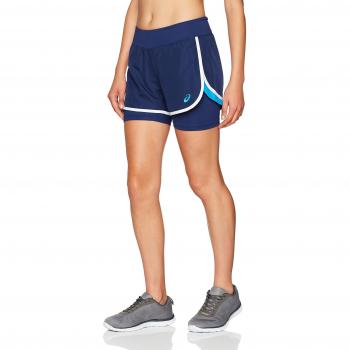 Asics 2 In 1 Pantalones Cortos, Mujer, Azul