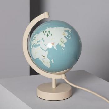 Lámpara de Mesa Bola Mundo Blanca Estilo Único para Decoración de Salón y Dormitorio