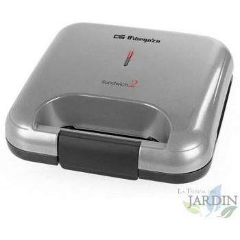Sandwichera Orbegozo 800W, placas cuadradas antiadherentes, fácil de usar y tostado rápido