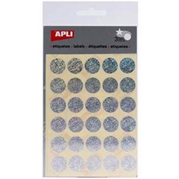 APLI Kids 11810-Bolsa gomets redondos Ø 20 mm holográficos 3 hojas
