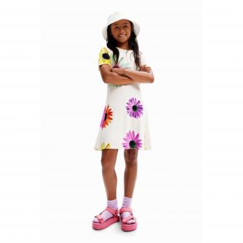 Vestido corto canalé margaritas blanco Desigual