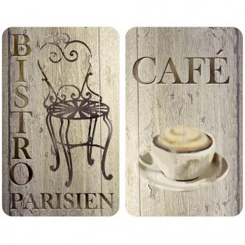 WENKO Placas cobertoras de vidrio universales Bistro 2 unidades - juego de 2 piezas para todos los tipos de cocinas, Vidrio endurecido, 30 x 1.8-5.5 x 52 cm, Marrón