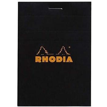 Bloc de notas Rhodia A7, 74 x 105 mm, cuadrícula 5x5, 80 hojas, negro