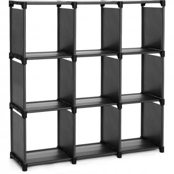 Estantería Modular Abierta de 9 Cubos, Negro