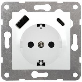 Enchufe Schuko 2P + Tt 16A con USB-C Blanco Polar BJC VIVA 23526-USBC