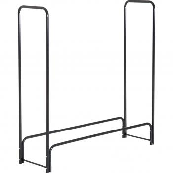HOMCOM Estante de Leña para Chimenea 122x35x122 cm Soporte para Leña de Metal para Exterior e Interior Carga 150 kg Negro