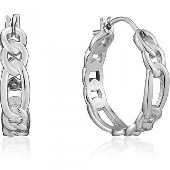 Pendientes de aro modernos de plata de ley 925 con cadena Figaro para mujer, Plata de ley,