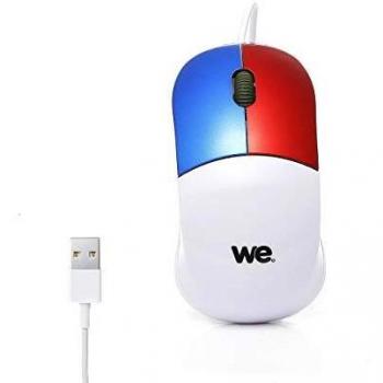 Ratón Infantil Colorido WEKSOURIS Blanco - Ratón Físico Óptico Ergonómico de Alta Precisión 1800 DPI para Windows, Vista, Linux y Mac con Cable de 1.5M