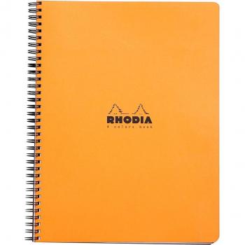 Cuaderno de 4 colores A4+ Rhodia 193308C con líneas horizontales, casilla para título y margen - Naranja - Tamaño 22,5x29,7 cm.