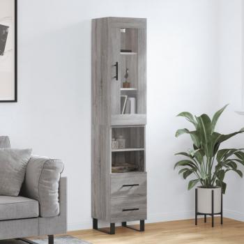 Aparador alto de madera multicapa gris Sonoma 34,5x34x180 cm