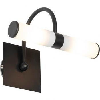 Aplique Clásico Negro IP44 2 Luces - BATH Arc Vidrio/Acero Adecuado para LED Max. 1 x 28 Watt