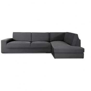 Funda Chaise Longue con respaldo derecho bielástica Jaz, color gris oscuro, dimensiones 110 x 120 x 500 cm