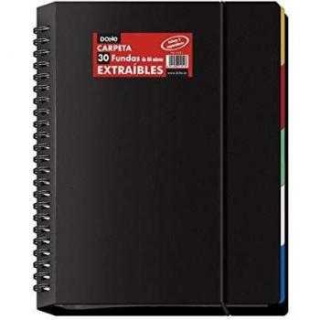 Dohe 91365 - Carpeta de 30 fundas, extraíble, color negro