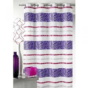 Visillo jacquard rayas horizontales coloridas Fucsia 140x240 cm