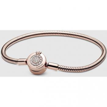 Pulsera Pandora Moments Cadena de Serpiente con Zirconia Cúbica en Recubrimiento de Oro Rosa - 17 cm