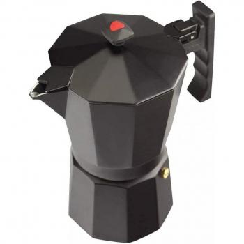 MAGEFESA Colombia Noir Cafetera Italiana de Aluminio Extra Grueso, 12 Tazas, Negra, con Pomo y Mangos Ergonómicos, Apta para Todo Tipo de Cocinas Excepto