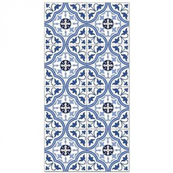 Alfombra Vinílica Hidráulica Antideslizante e Ignífuga Flor Azul 140x200 cm - Alfombra para Cocina y Salón