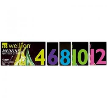 WELLION Medfine 4 mm Agujas para Pluma de Insulina 32G, Paquete de 100 Piezas