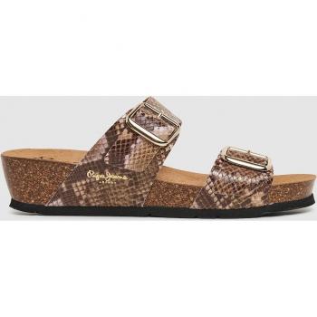 Sandalias de cuña beige con estampado animal Pepe Jeans Delhi Port
