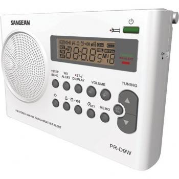 SANGEAN PR-D9W AM/FM/NOAA Weather Alert Rechargeable Radio - AM/FM Digital Radio, NOAA Weather Band, Weather Alert Siren, 19 Presets, White