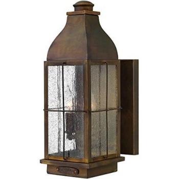 Aplique de pared Bingham mediano de 3 luces para exteriores en latón y vidrio, IP44, E14