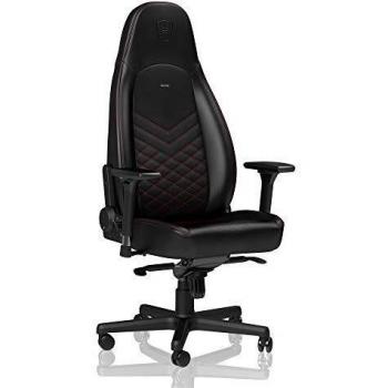 noblechairs Icon Silla de Gaming - Silla de Oficina - Silla de Escritorio - Reclinable a 135 ° - Cuero Sintético PU - 150 kg - Diseño de Asiento de Carreras - Negro/Rojo