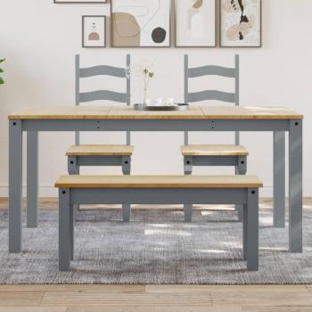 Mesa de Comedor Panamá Madera Maciza de Pino Gris 160x80x75 cm