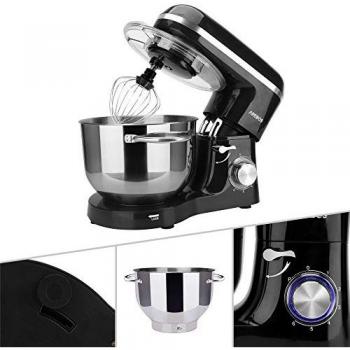 Batidora Amasadora AREBOS 1500W 6L Tazón de Mezcla de Acero Inoxidable 6 Velocidades Negro