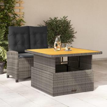 2 Piece Grey Poly Rattan Garden Dining Set with Cushions
