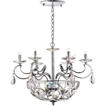 Lámpara colgante Galilea 6 + 3 luces G9 cromo pulido y cristal