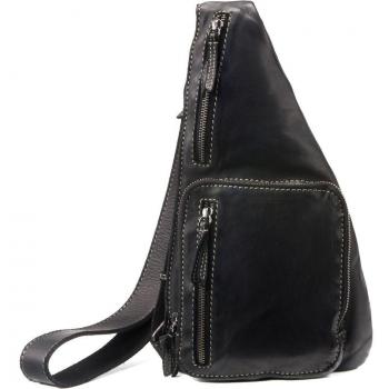 STEPPING STRONG STAMP - Mochila cruzada de hombre en piel color negro