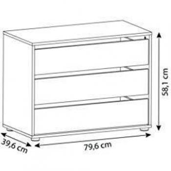 Demeyere Cómoda de Madera prensada W.80 cm 79,6x39,6x58,1 cm Blanco Perla