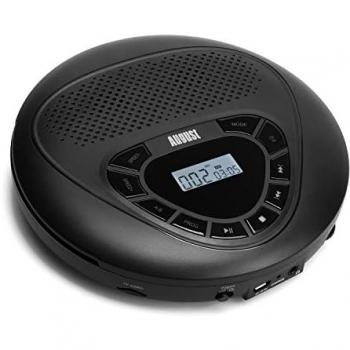 Rechargeable Portable CD and MP3 Player with Built-in Speaker - August SE10, Anti-Shock for Home and Car, Supports Micro SD and AUX Cable