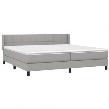 Cama Box Spring con Colchón de Tela Gris Claro 200x200 cm
