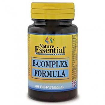 Nature Essential | B-complex Fórmula 500 mg | Complemento Alimenticios a Base de Vitaminas | 30 Perlas con Vitaminas C, E, B-1, B-2, B-3, B-5, B-6, B-9, B-12 y Biotina