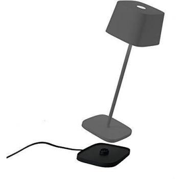 Lámpara de Mesa LED Ofelia Pro Ricaricable y Regulable en Color Gris Oscuro, 2,2W 150lm, Protección IP65 para Uso Interior/Exterior
