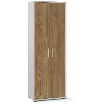 Armario Móvil Multiuso de 2 Puertas con Acabado Blanco Mate y Nogal, Dimensiones 71x41x199 cm - Sarmog