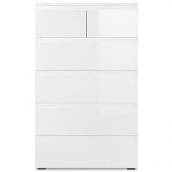 Cómoda de 6 cajones L80 x H132 cm - Color Blanco Brillante