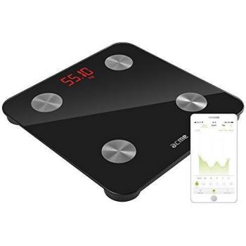 acme SC101 Báscula inteligente con Bluetooth, análisis de la grasa corporal, IMC, TMB, negro
