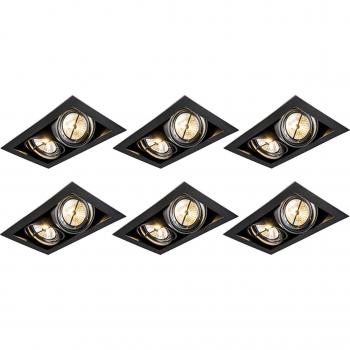 Set de 6 focos empotrables negros AR111 orientables de 2 luces - Oneon