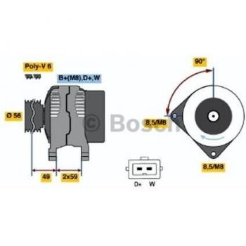 Alternador BOSCH 0 986 040 940 14V 90A para Volkswagen Golf IV, Audi A3 y Skoda Octavia I