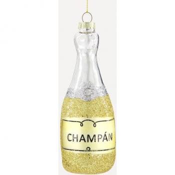 Colgante Navideño Botella de Champán con Detalles Brillantes para Decorar en Navidad
