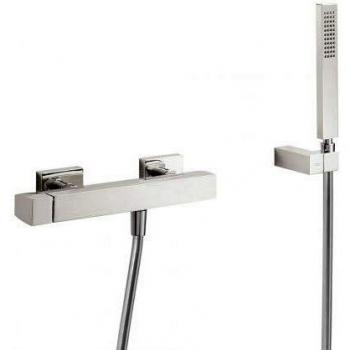 Tres Griferia - Monomando Ducha Ducha De Mano Anticalcárea Con Soporte Orientable Y Flexo Satin