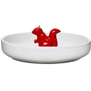 Sagaform 5017286, Plato par Servir, diseño de Ardilla, cerámica, en Color Blanco/Rojo, 22 x 22 x 13 cm