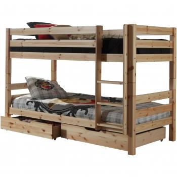 Litera Pino 90x200 cm con 2 cajones de pino macizo, altura 140 cm, fabricado en Europa