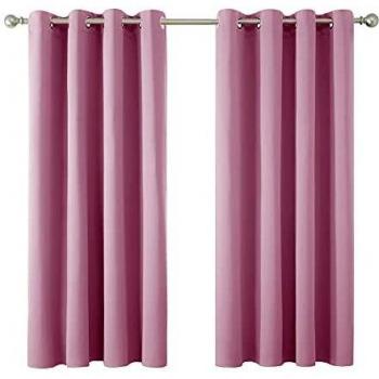 Amazon Brand - Umi Cortinas Opacas Dormitorio Moderno para Ventanas con Ollaos Juego de 2 Piezas 132x138cm Rosa